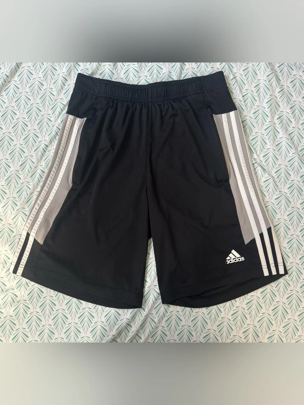 adidas Black Shorts with Gray Side Stripes